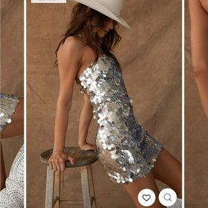 12th Tribe Strapless Big Sequin Dress